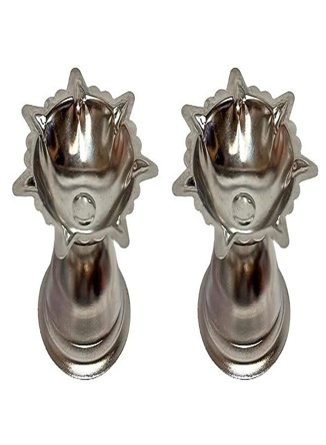 Dynore الفولاذ المقاوم للصدأ سابتا موخي على شكل نجمة ديا/ديب/ديبام/سابتا باتي ديا لديكور بوجا المنزلي، مقالات بوجا - مجموعة من قطعتين - Image 1